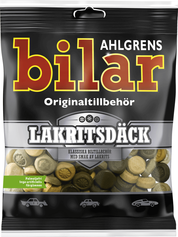 Ahlgrens Bilar Lakritsdäck påse 110g (2a sortering)