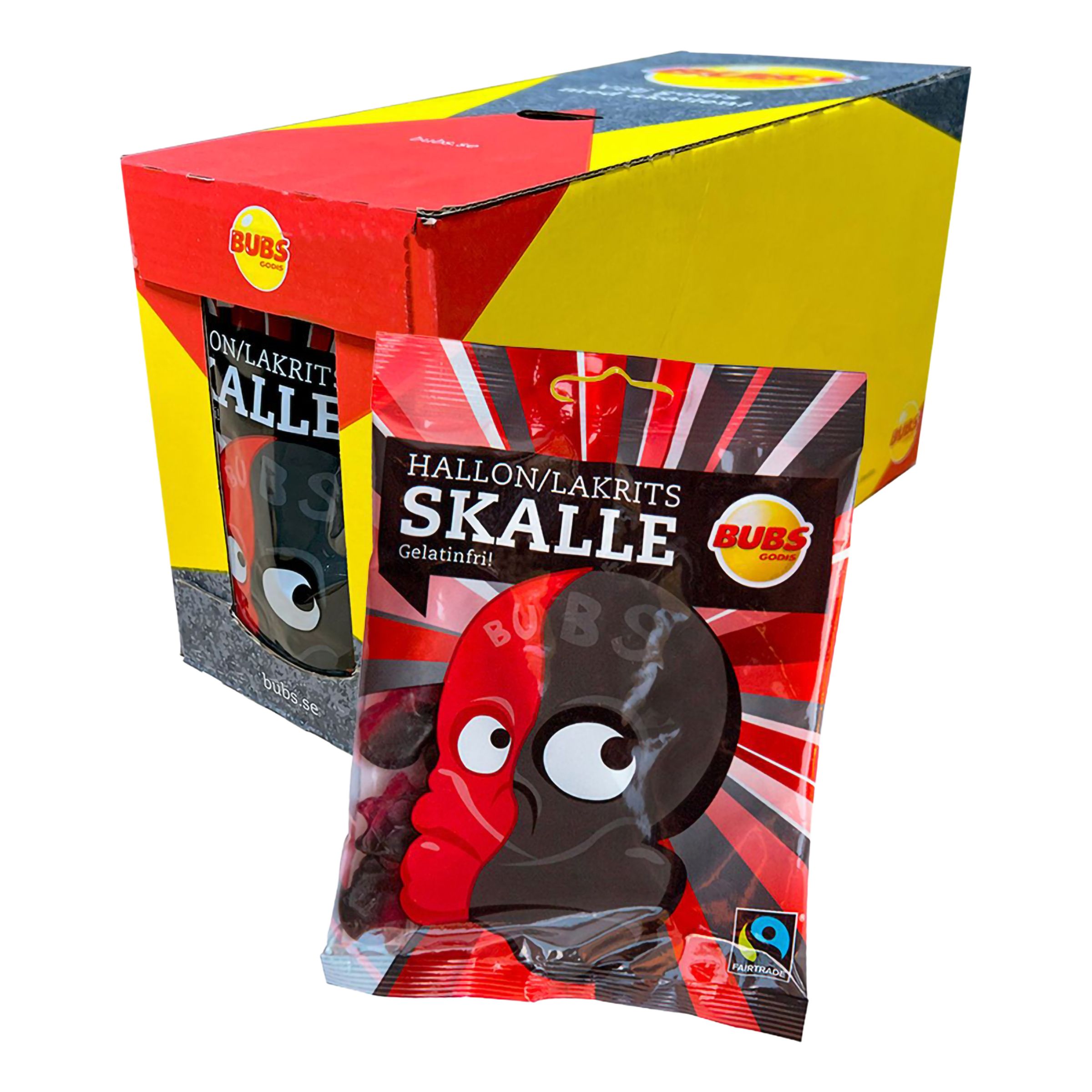 Bubs Hallonlakritsskalle - 16-pack