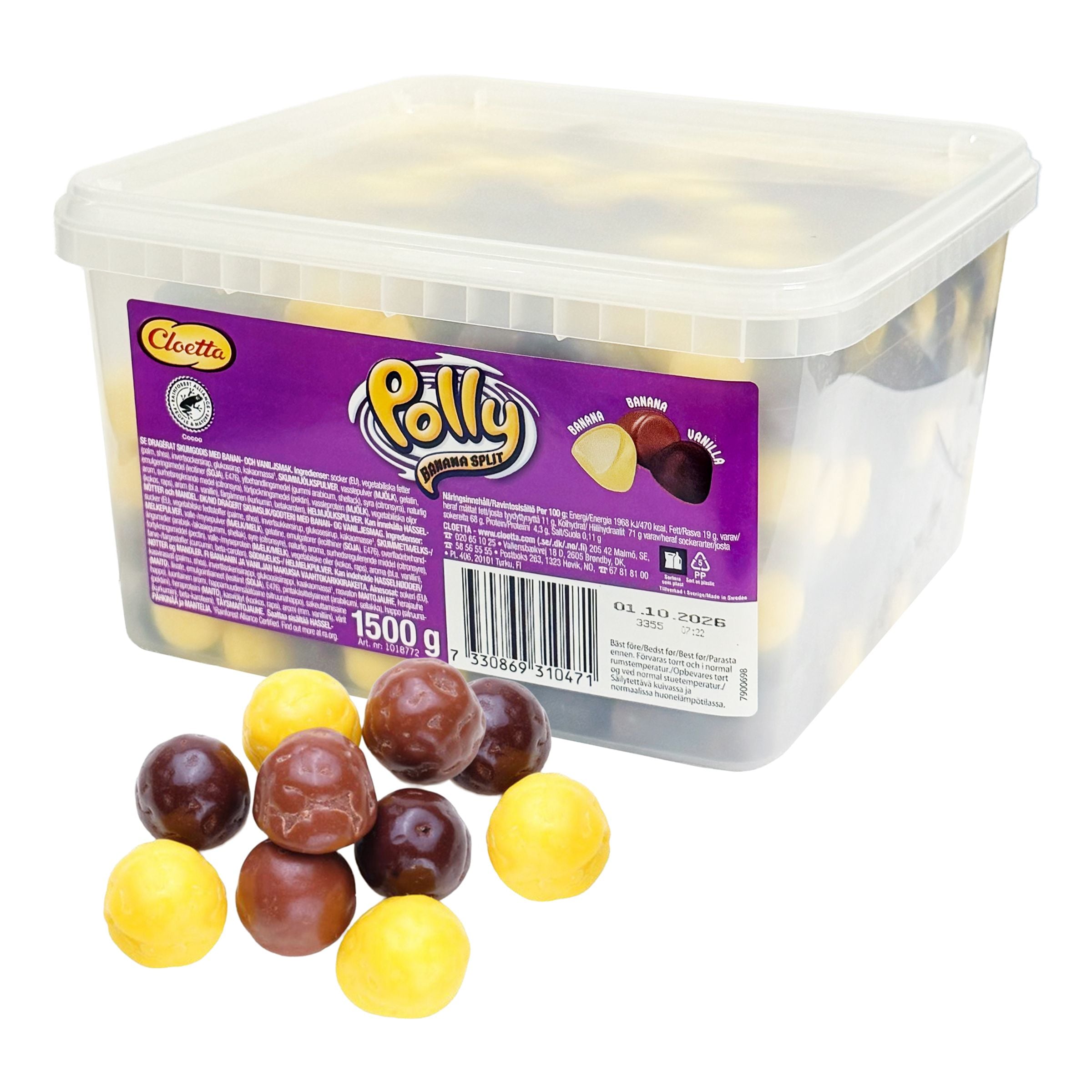 Cloetta Polly Banana Split Storpack - 1,5 kg