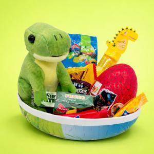 Påskägg Dino med gosedjur, skoj och godis